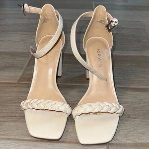 White leather Nine West heels
